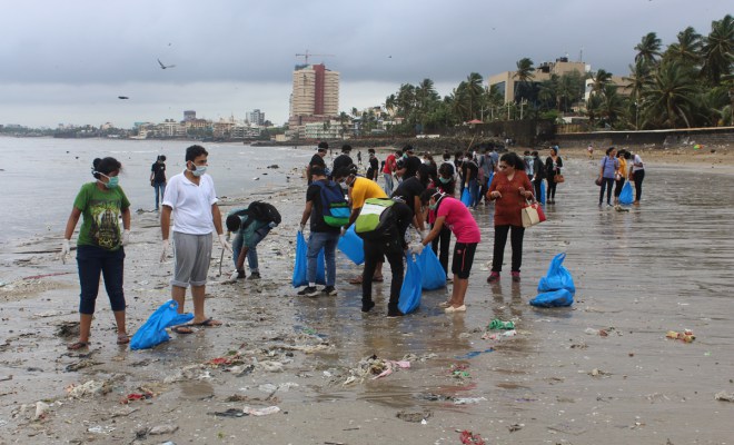  Students clean-up beaches after Ganeshotsav celebs