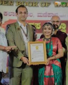 Vidushi V Deeksha with Golden Book of World Records certificate